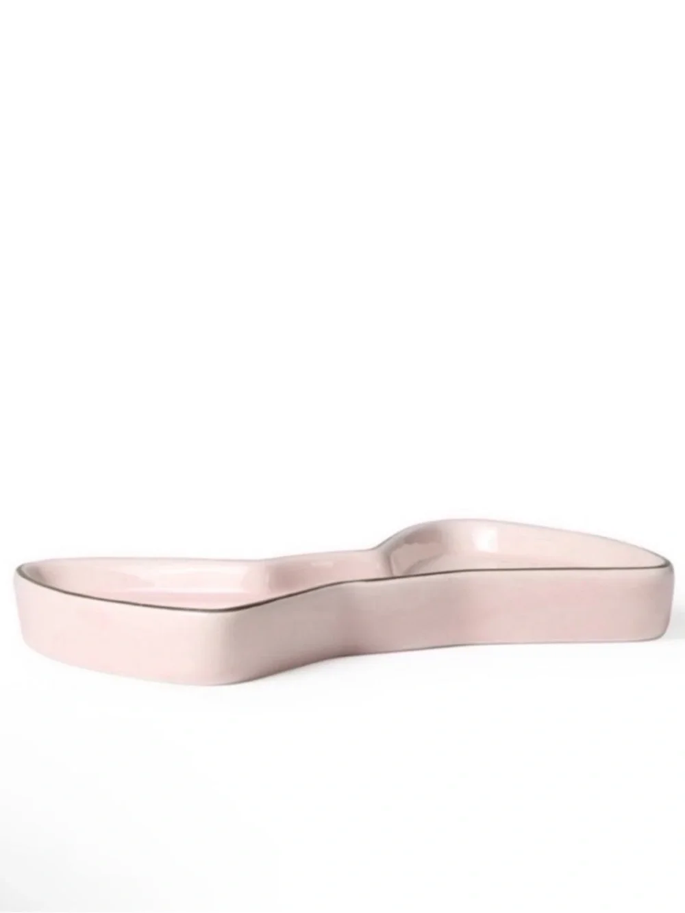 New! Target Bullseye Pink Bow Shaped Ceramic Trinket Dish w/ Gold Rim